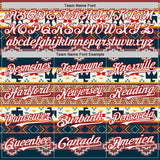 Custom Navy White Yellow-Red Burning Man Aztec Tribal Geometric Authentic Baseball Jersey