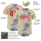 Custom Cream Red Gray-White Burning Man Paisley Bandana Rave Authentic Baseball Jersey