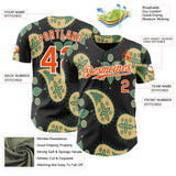 Custom Black Orange Yellow Green-White Burning Man Paisley Bandana Rave Authentic Baseball Jersey