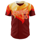 Custom Red Orange Yellow-White Burning Man Fire Desert Authentic Baseball Jersey