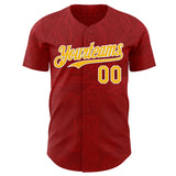 Custom Red Gold-White Burning Man Aztec Tribal Authentic Baseball Jersey