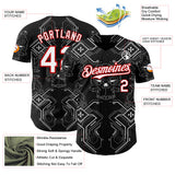 Custom Black White-Red Cyberpunk Futuristic Rave Authentic Baseball Jersey