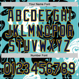 Custom Blue Navy-Gold Trippy Psychedelic Cartoon Rave Authentic Baseball Jersey