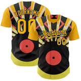 Custom Gold-Navy Burning Man Music Record Authentic Baseball Jersey