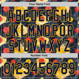 Custom Black Navy-Gold Burning Man Music Record Authentic Baseball Jersey