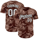 Custom Brown White-Black Burning Man Paisley Bandana Rave Authentic Baseball Jersey