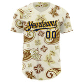 Custom White Navy-Gold Burning Man Boho Paisley Bandana Rave Authentic Baseball Jersey