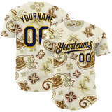 Custom White Navy-Gold Burning Man Boho Paisley Bandana Rave Authentic Baseball Jersey