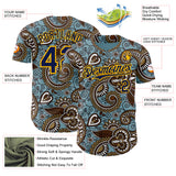 Custom Blue Navy-Gold Burning Man Paisley Bandana Rave Authentic Baseball Jersey