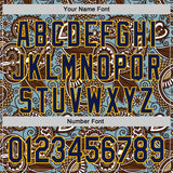 Custom Blue Navy-Gold Burning Man Paisley Bandana Rave Authentic Baseball Jersey