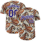 Custom White-Dark Purple Burning Man Paisley Bandana Rave Authentic Baseball Jersey