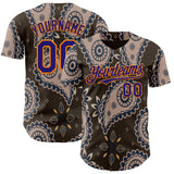 Custom Brown Dark Purple-Bay Orange Burning Man Paisley Bandana Rave Authentic Baseball Jersey