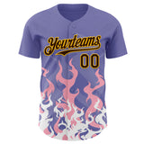Custom Purple Brown Pink-Gold Burning Man Fire Desert Authentic Baseball Jersey