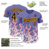 Custom Purple Brown Pink-Gold Burning Man Fire Desert Authentic Baseball Jersey