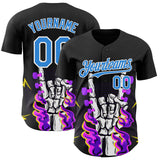 Custom Black Electric Blue-White Psychedelic Music Festival Rave Authentic Baseball Jersey