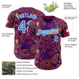 Custom Purple Electric Blue-White Burning Man Paisley Bandana Rave Authentic Baseball Jersey