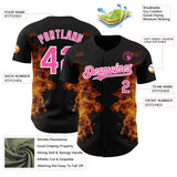 Custom Black Pink Yellow-White Burning Man Fire Authentic Baseball Jersey