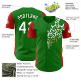 Custom Grass Green White Old Gold-Red Mexican Eagle Authentic Baseball Jersey