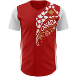 Custom Red White-Old Gold Canadian Flag Maple Leaf Authentic Baseball Jersey