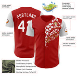 Custom Red White-Old Gold Canadian Flag Maple Leaf Authentic Baseball Jersey
