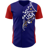 Custom Royal White Old Gold-Red USA Flag Star Authentic Baseball Jersey
