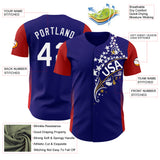 Custom Royal White Old Gold-Red USA Flag Star Authentic Baseball Jersey
