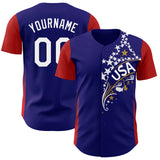 Custom Royal White Old Gold-Red USA Flag Star Authentic Baseball Jersey