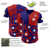 Custom Royal Red-Dark Purple Star Split Flag Authentic Baseball Jersey