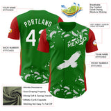 Custom Grass Green White-Red Mexican Eagle Authentic Baseball Jersey