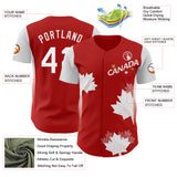Custom Red White-Old Gold Canadian Flag Maple Leaf Authentic Baseball Jersey