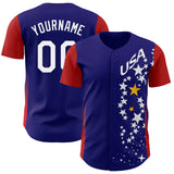 Custom Royal White Red-Gold USA Flag Star Authentic Baseball Jersey