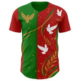 Custom Grass Green White Red-Old Gold Mexican Eagle Authentic Baseball Jersey