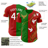 Custom Grass Green White Red-Old Gold Mexican Eagle Authentic Baseball Jersey