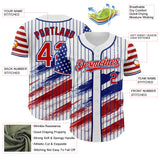 Custom White Royal Pinstripe-Red American Flag Brush Stroke Stars & Stripes Two Tone Authentic Baseball Jersey