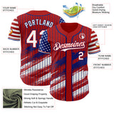 Custom Red Royal Pinstripe-White American Flag Brush Stroke Stars & Stripes Two Tone Authentic Baseball Jersey