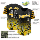 Custom Black USA Flag Camo White-Gold Gradient Digital Camouflage Stars & Stripes Two Tone Authentic Baseball Jersey