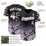 Custom Black USA Flag Camo White-Light Purple Gradient Digital Camouflage Stars & Stripes Two Tone Authentic Baseball Jersey