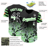 Custom Black USA Flag Camo White-Pea Green Gradient Digital Camouflage Stars & Stripes Two Tone Authentic Baseball Jersey