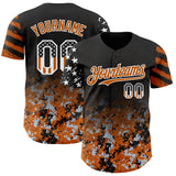 Custom Black USA Flag Camo White-Texas Orange Gradient Digital Camouflage Stars & Stripes Two Tone Authentic Baseball Jersey