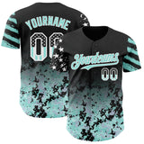 Custom Black USA Flag Camo White-Ice Blue Gradient Digital Camouflage Stars & Stripes Two Tone Authentic Baseball Jersey