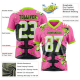 Custom Pink White Neon Green-Black Authentic Mushroom Cloud Shark Rocket Crackle Texture 3D Pattern Football Jersey