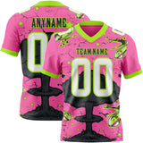 Custom Pink White Neon Green-Black Authentic Mushroom Cloud Shark Rocket Crackle Texture 3D Pattern Football Jersey