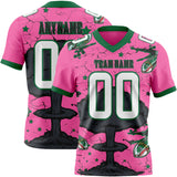 Custom Pink White Kelly Green-Black Authentic Mushroom Cloud Shark Rocket Crackle Texture 3D Pattern Football Jersey