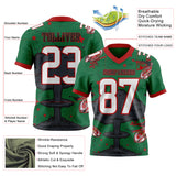 Custom Kelly Green White Red-Black Authentic Mushroom Cloud Shark Rocket Crackle Texture 3D Pattern Football Jersey