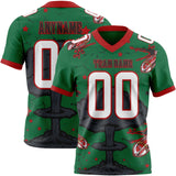Custom Kelly Green White Red-Black Authentic Mushroom Cloud Shark Rocket Crackle Texture 3D Pattern Football Jersey