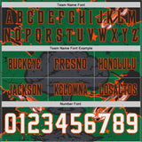 Custom Kelly Green White Orange-Black Authentic Mushroom Cloud Shark Rocket Crackle Texture 3D Pattern Football Jersey