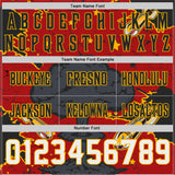 Custom Red White Gold-Black Authentic Mushroom Cloud Shark Rocket Crackle Texture 3D Pattern Football Jersey
