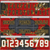 Custom Red White Old Gold-Black Authentic Mushroom Cloud Shark Rocket Crackle Texture 3D Pattern Football Jersey