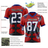 Custom Red White Royal-Black Authentic Mushroom Cloud Shark Rocket Crackle Texture 3D Pattern Football Jersey