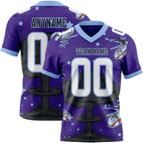 Custom Purple White Light Blue-Black Authentic Mushroom Cloud Shark Rocket Crackle Texture 3D Pattern Football Jersey